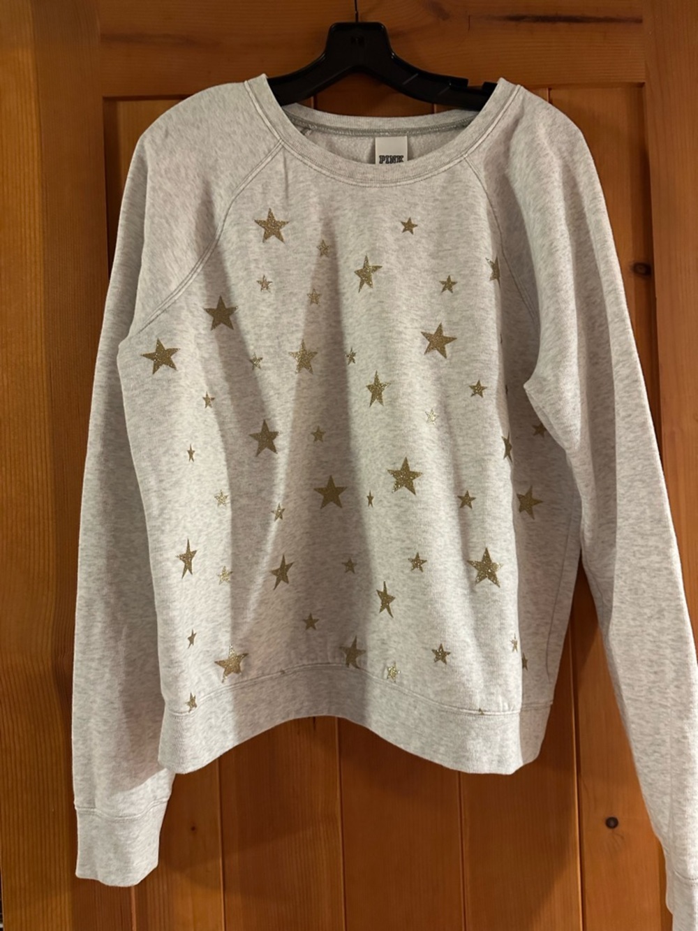 Victoria's PINK Sweatshirt Gold Star Print- washed, not dried & never worn